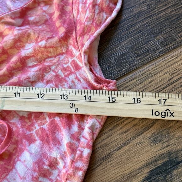 Calvin Klein Jeans Pink Tie Dye Ruched Top Women’s Small Y2K Stretch Tee - Picture 6 of 6